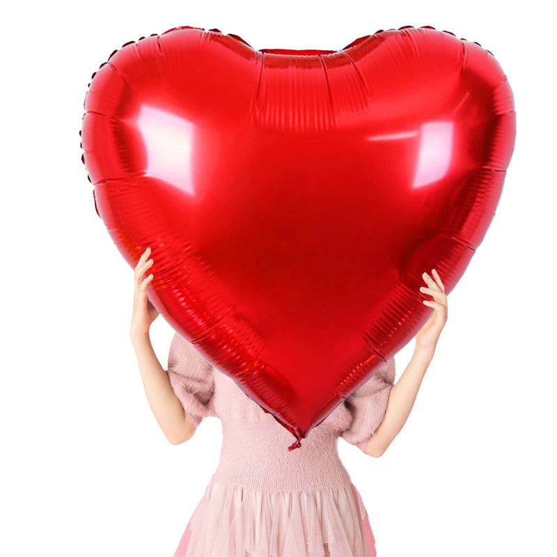 8 Pcs 36 Inch Huge Red Heart Balloons, Romantic Large Heart Foil Ballo