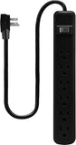 6 Outlet Power Strip 15A 1800W Wall Mount with Circuit Breaker 2FT Cord Black