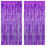 , Metallic Purple Foil Fringe Curtain - Pack Of 2 | Streamer Backdrop For Purple Birthday Decorations | Wedding, Anniversary, Bachelorette Party Decoration | Unicorn, Mermaid Party Decorations