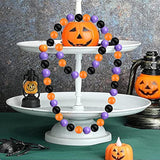 10FT Halloween Wooden Bead Garland, Orange Purple Black Wood Beads Party Decoration