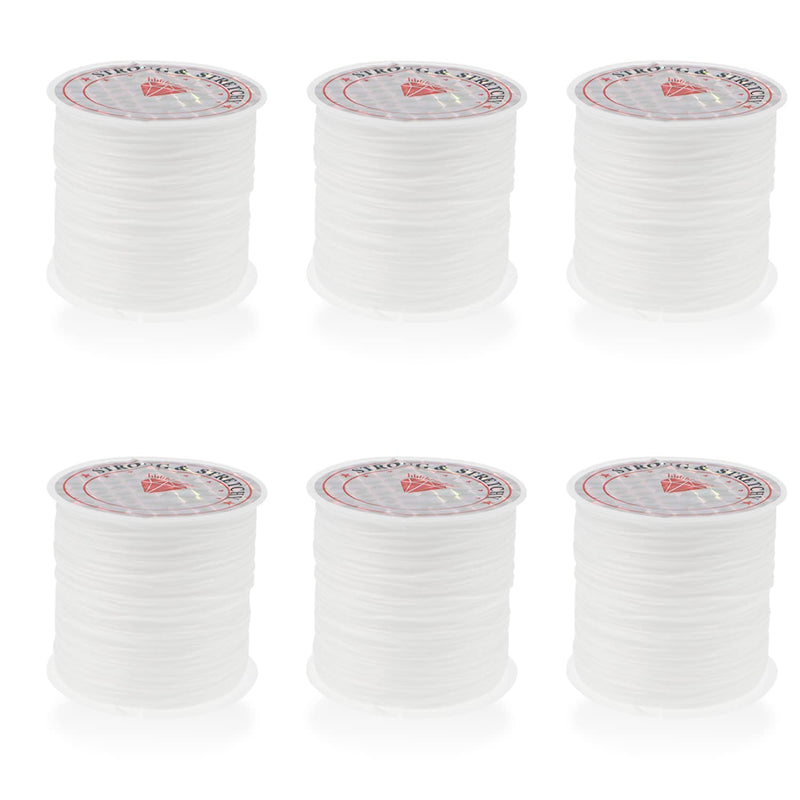 6 Rolls 0.8Mm Flat Elastic Cord For Jewelry Making, 60M/65Yard Elastic String