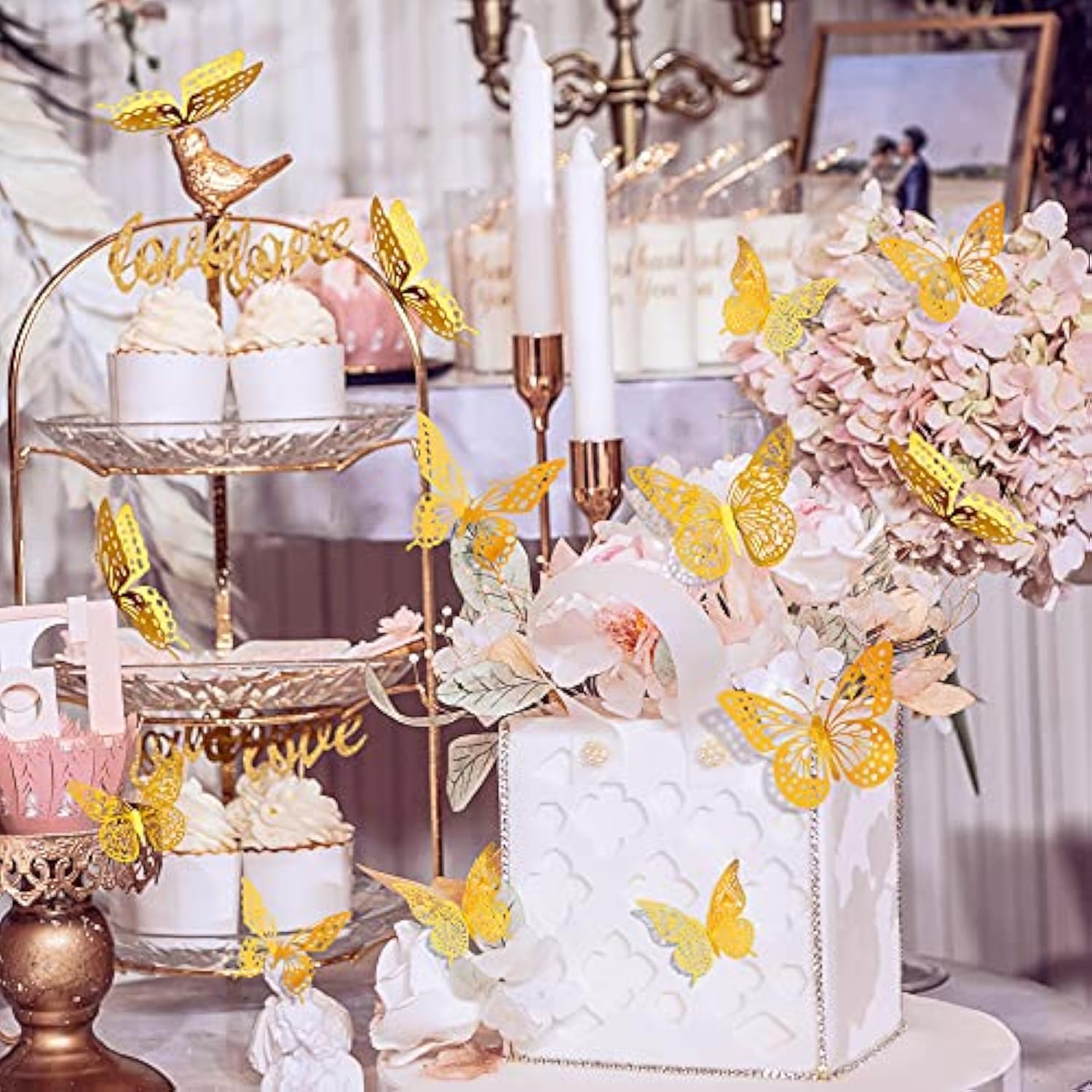 3D Butterfly Wall Decor - 48 Pcs, 4 Styles, 3 Sizes, Gold Butterfly Decorations For Birthday & Party Celebrations, Removable Stickers