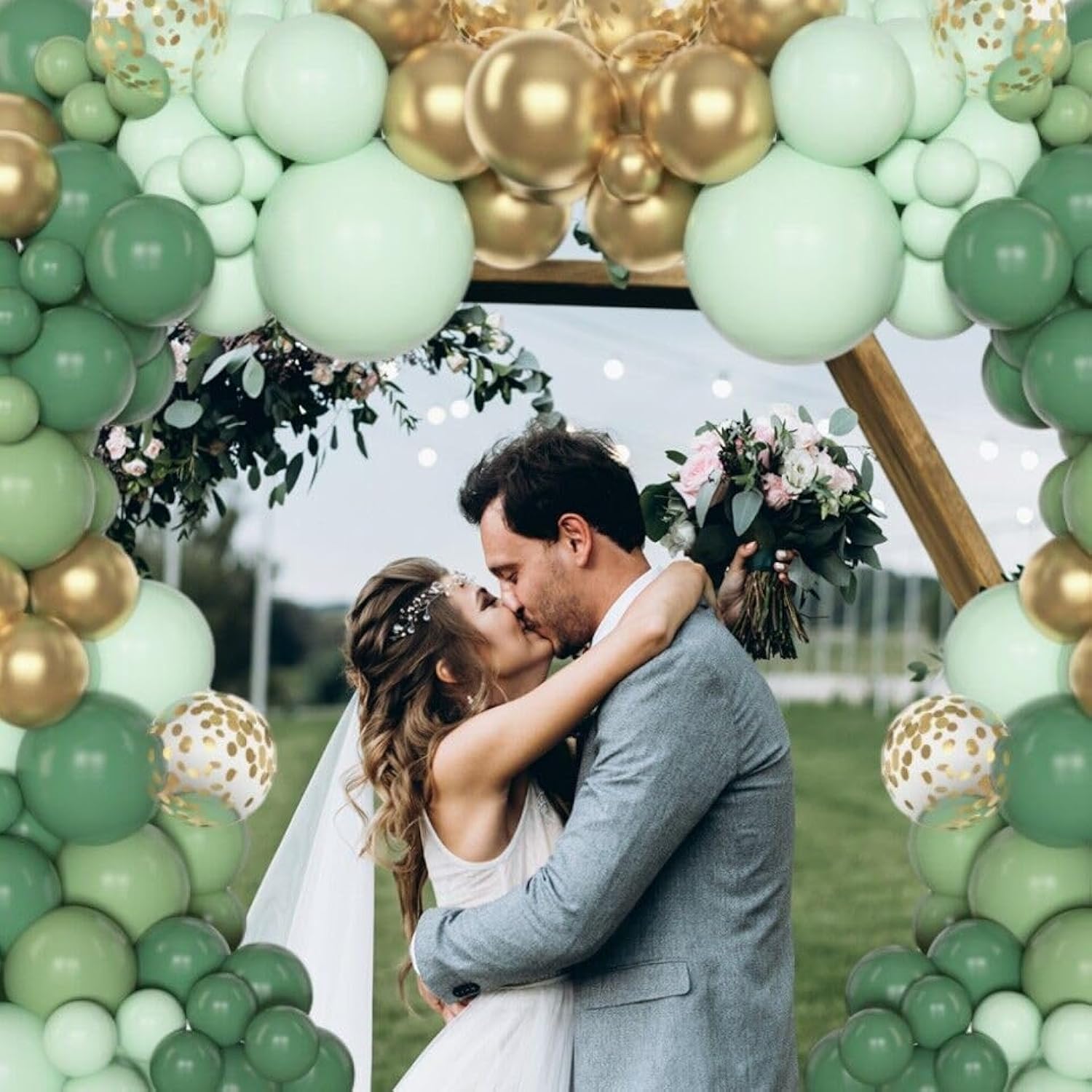 153pcs Sage Green Gold Balloon Garland Kit for Baby Shower Baptism Party Decor