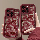 Wine Red Lip Kiss Compatible With Iphone Case