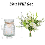 Artificial Flowers Plant With Vase, Faux Silk Roses Floral Hydrangea With Berry Fern Lveaves Decor In Vase, Table Centerpiece Decorations Wedding Bouquets For Party Office Farmhouse Kitchen Home Decor