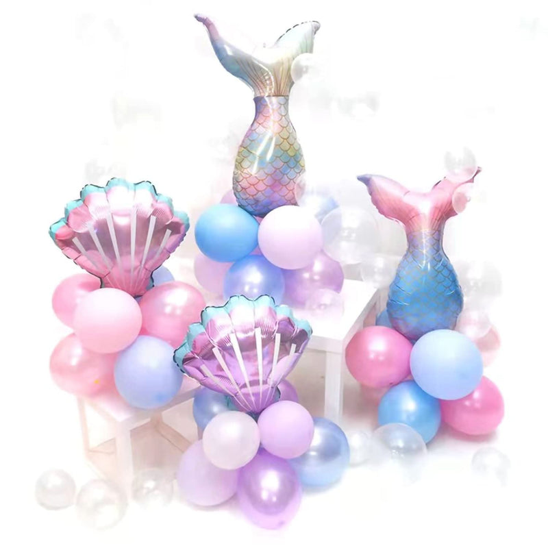 50Pcs Mermaid Theme Balloons Kit, Little Mermaid Tail Foil Balloons An