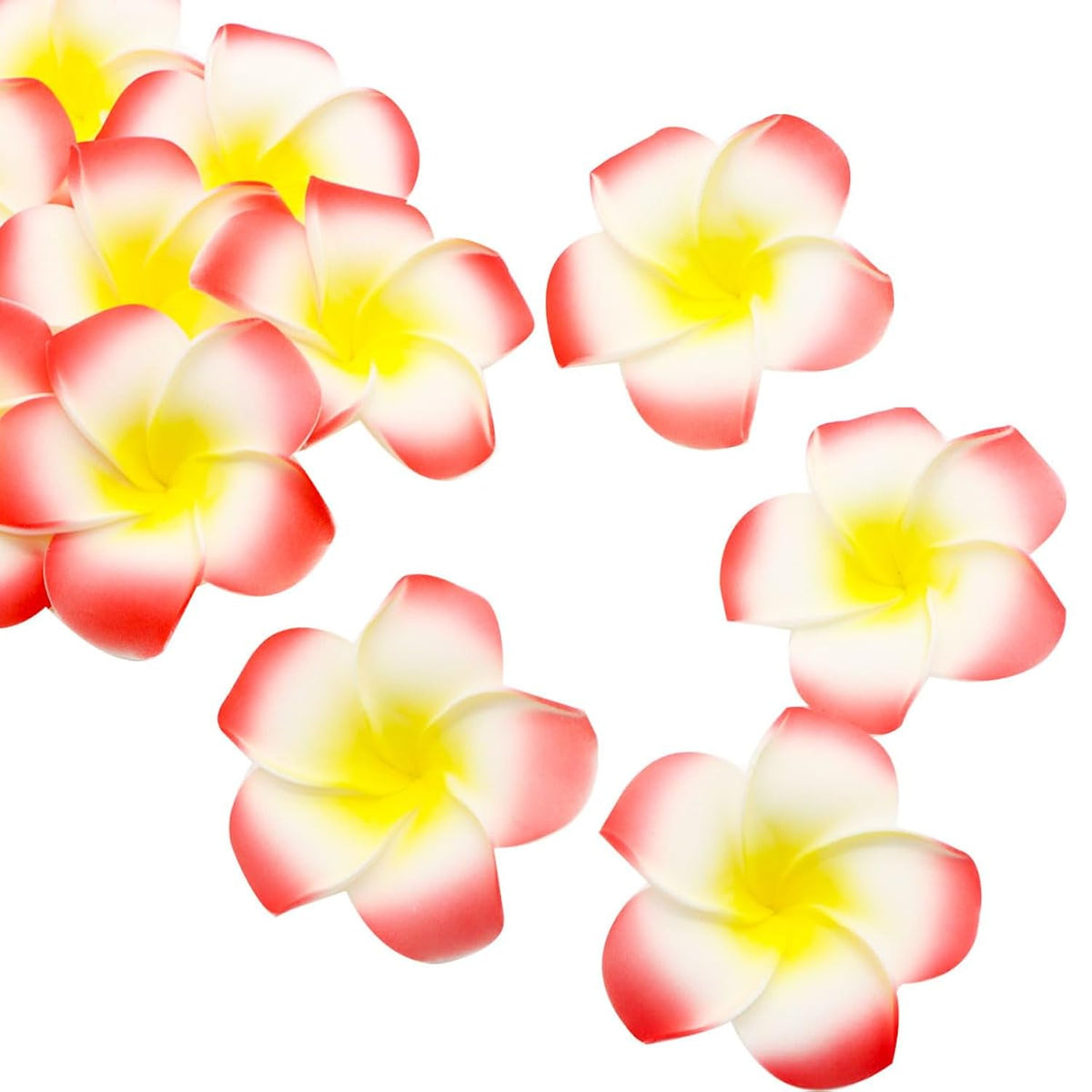 Fzbnsrko 100 Pcs Hawaiian Foam Artificial Plumeria Rubra Hawaiian Flower Petals For Wedding Party Decoration,Diameter 2.4Inch,Red