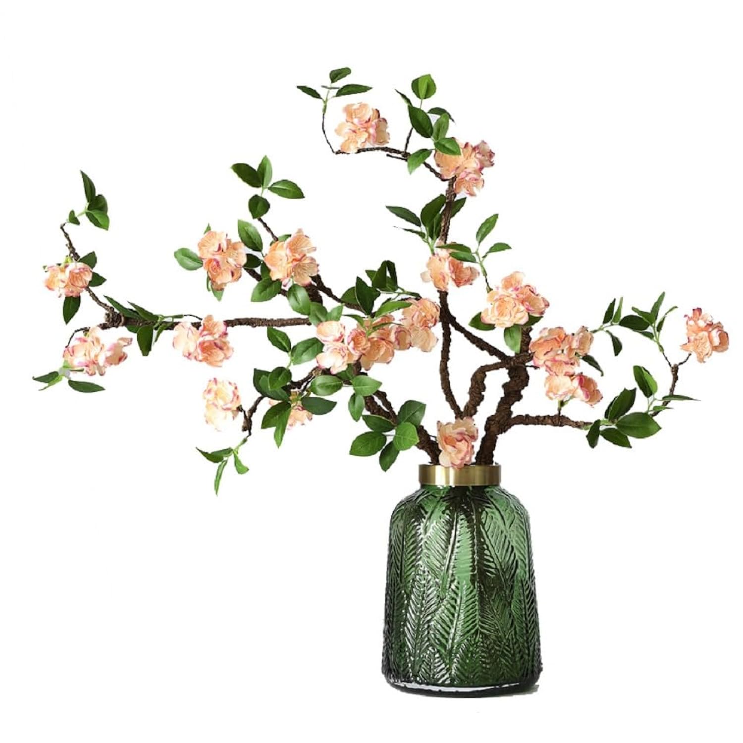 Artificial Flowers, 2Pcs Fake Cherry Blossom Branches 31 Inch Long Stem Silk Flowers For Diy Vase Home Hotel Office Wedding Party Garden Decor (Champagne)
