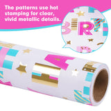 Birthday Wrapping Paper Roll - 1 Roll(17" X 33Ft) - Pastel Happy Birthday Gift Wrap Supplies For Kids
