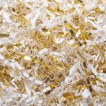 1 Lb Crinkle Cut Paper Shred Filler White & Gold Crinkle Shredded Paper For Gift Box - Gift Basket Bag Filler - Grass Cushion Stuffing For Christmas Holiday Packaging Wrapping