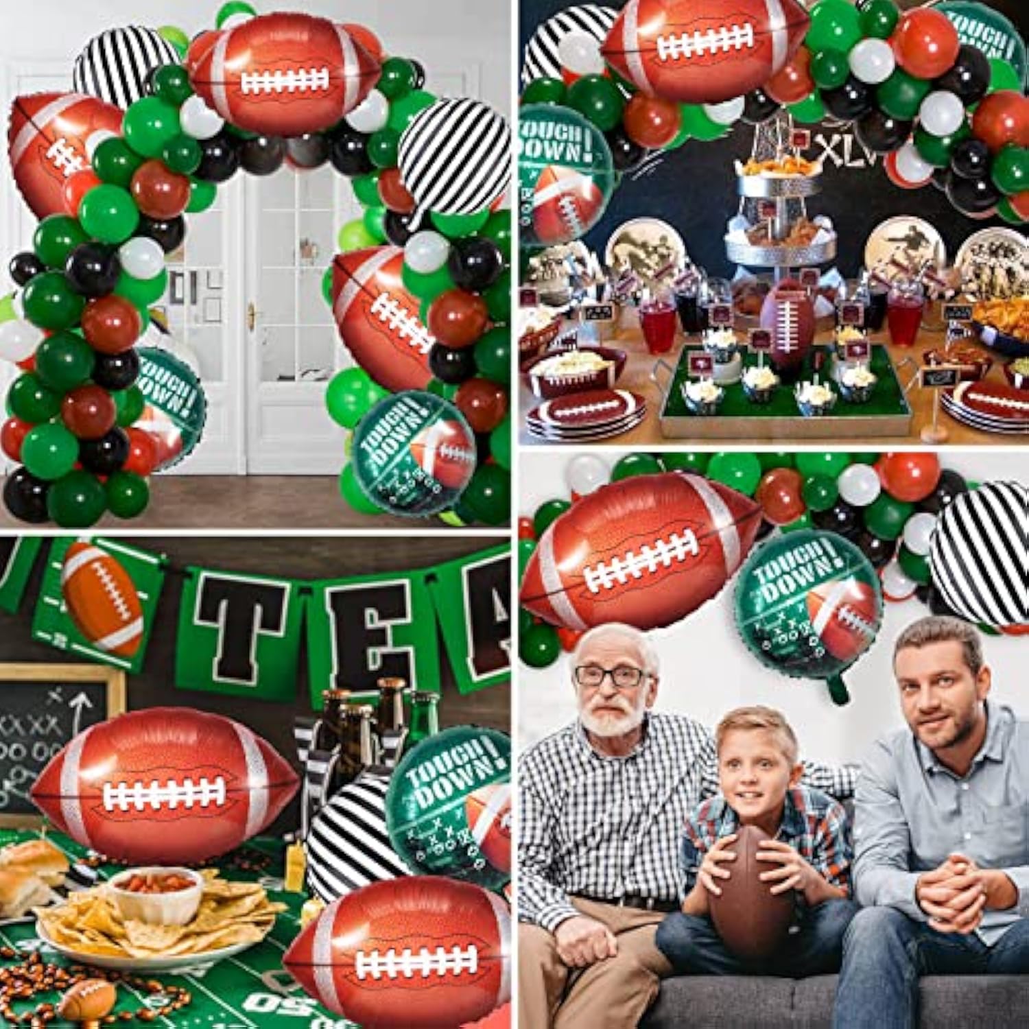 236Pcs Football Balloons Arch, Large Football Themed Balloon Arch Garland Kit, Black Green Brown Football Birthday Balloons For Party Decoration