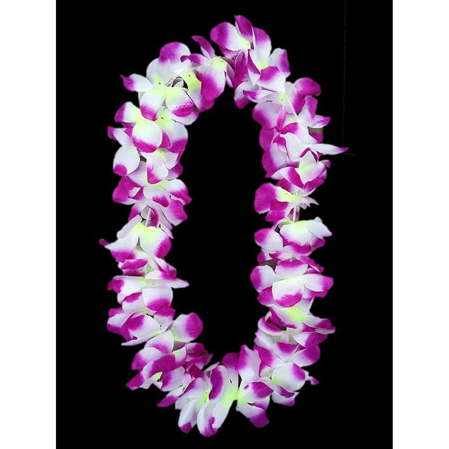 Hawaiian Flower Leis Jumbo Necklace Bracelets Headband 4 Pcs Set For Hawaiian Luau Party Decoration Supplies (Purple)