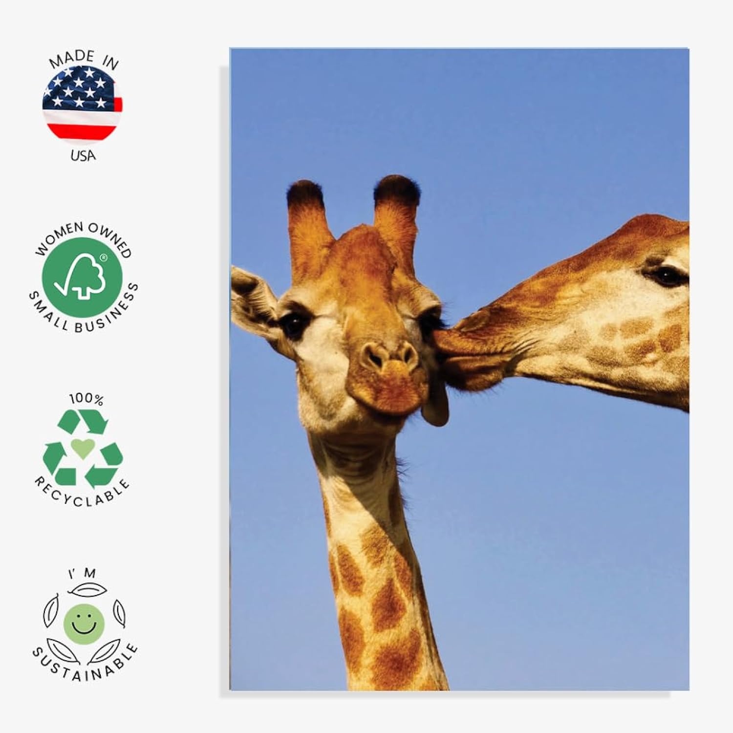 Adorable Giraffe Greeting Card – Romantic & Funny For Love, Friendship, Birthdays & Anniversaries - Larger Size 5X7- Blank Inside For All Occasions - For Nature & Animal Lovers - Wildlife Photography