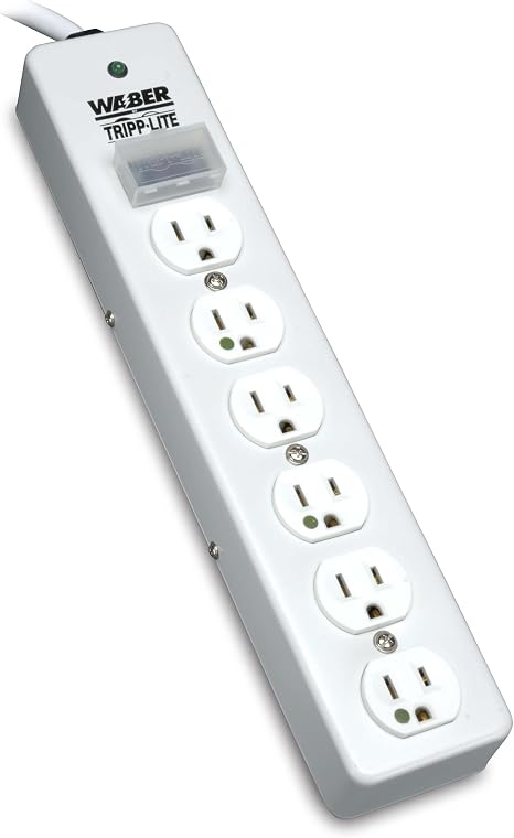 Medical Grade Surge Protector Power Strip 6 Outlets 10FT Cord 1050J Flat Plug