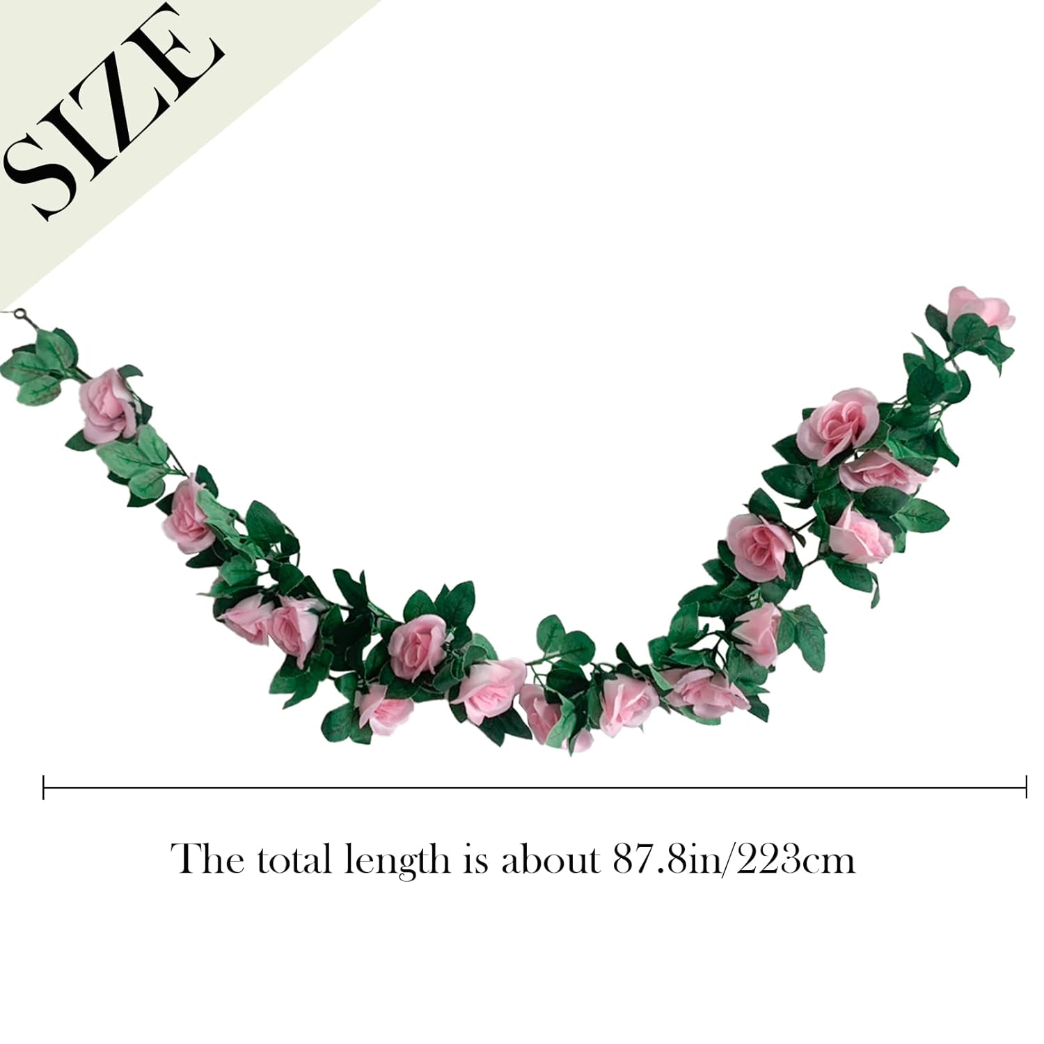 2 Pack Artificial Rose Vine Garland Fake Roses Flowers Plants Vines Hanging Floral Leaves Decoration For Wedding Party Table Garden Arch Wall Home Room Decor(Pink)