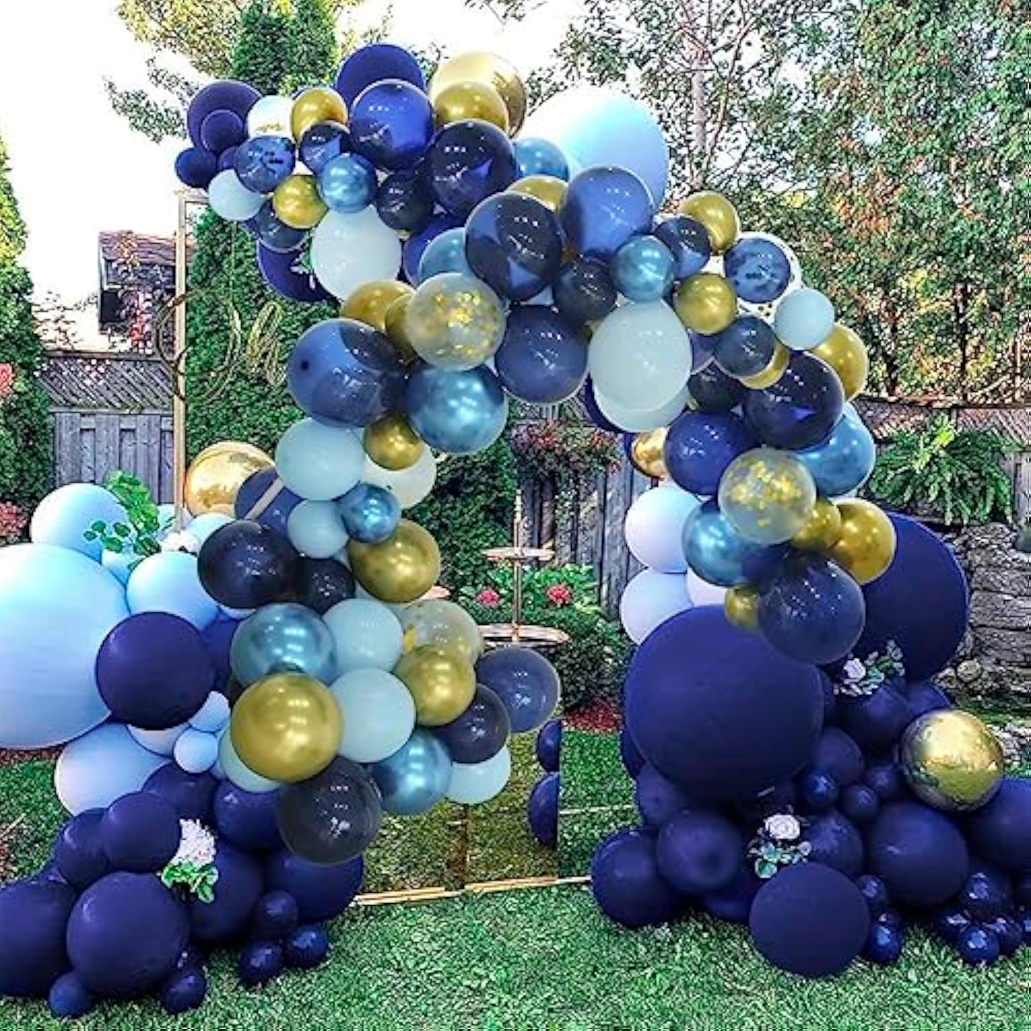 Birthday Party Blue Balloon Arch Kit Navy Metallic Pastel Blue And Gold Balloon Garland Kit For2025 Graduation Party Decorations Father'S Day Baby Shower Wedding