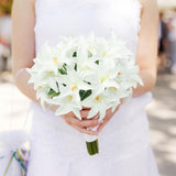 Artificial Lily Real Touch Flowers Fake Latex Lily Flowers White Mini Lily For Wedding Home Decoration Small Easter Lily (White, 20)