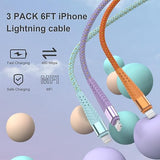 3 Pack 6FT MFi Certified Lightning Cable Nylon Braided iPhone Fast Charging Cord