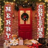 Merry Christmas Hanging Banner Porch Sign With Pattern Christmas Tree Presents Snow Banner For Home Yard Indoor Outdoor Wall Door Christmas Party Decorations 72"X12"