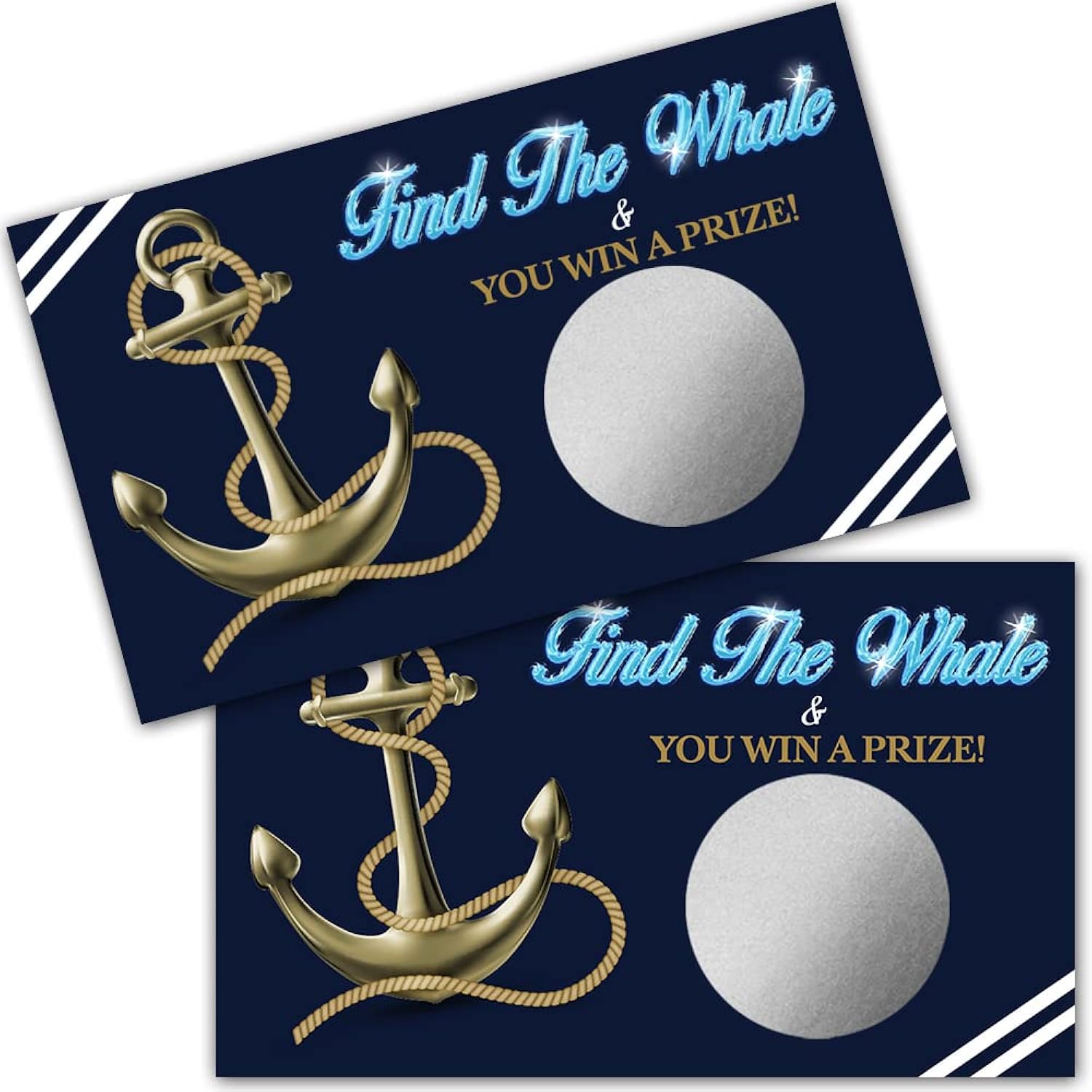 50 Pack Nautical Baby Shower Game Scratch Off Cards For Baby Shower, Baby Shower Activity And Idea (Find The Whale And You Win A Prize)