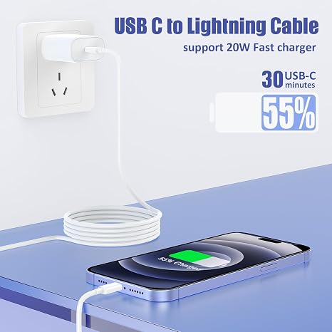 4 Pack 6FT USB C to Lightning Cable Fast Charging Cord for iPhone 14 13 12 11 and More