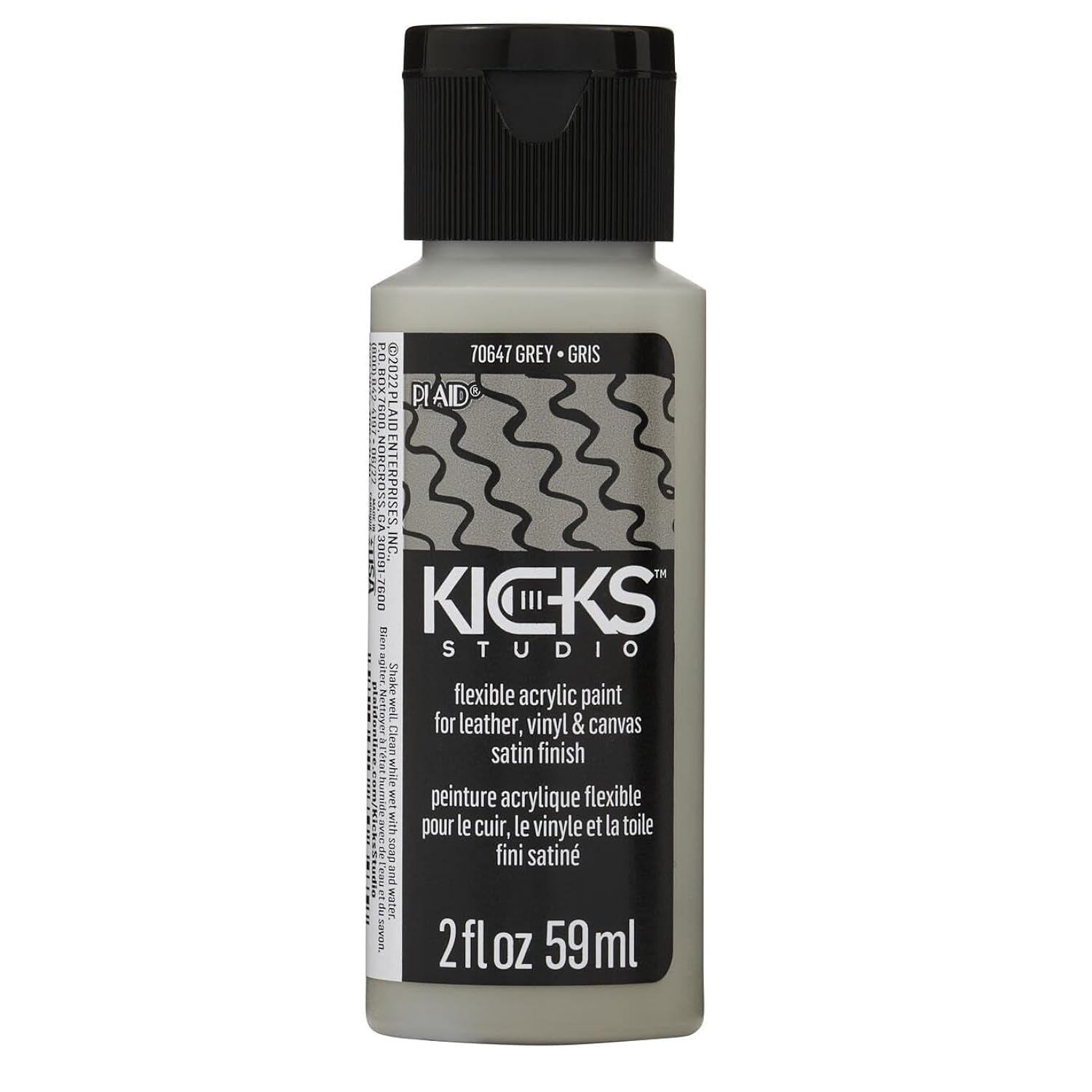 Kicks Studio, Grey 2 fl oz Acrylic Leather Paint for Sneakers and Other DIY Surfaces, 70647 Art_and_Craft_Supply