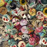 200Pcs Wood Buttons For Crafts, 20Mm Vintage Buttons Mixed Pattern Woo