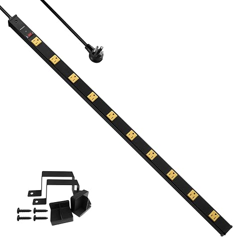 10 Outlet Power Strip 1000J Surge Protector 6FT Cord Flat Plug Heavy Duty