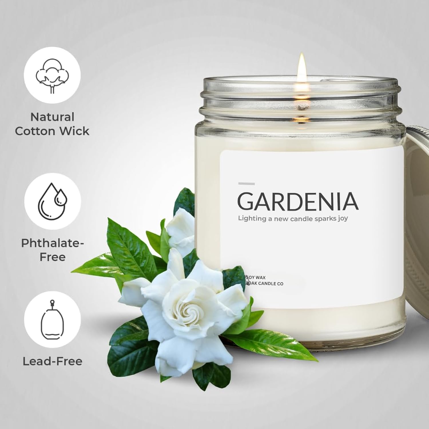 Gardenia Candle - Soy Wax Scented Candles - Long Burning Premium Hand-Poured (7Oz.)