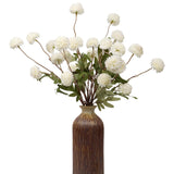 6 Pcs Faux Silk Pompon Mum Artificial Flowers, Silk Small Mini Chrysanthemum Ball With Long Stems, For Wedding Champagne Arrangements Bouquets Centerpieces Home Diy Decorations, No Vase, White