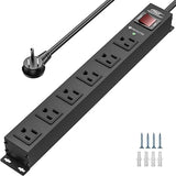 Heavy Duty Metal Power Strip 6 Outlets 15A 1875W 2100J Surge Protector 6FT