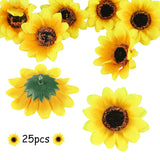 25Pcs Fake Sunflowers Heads - 2.8” Artificial Spring Flowers For Diy Crafts, Wedding, Home Decor & Birthday Party