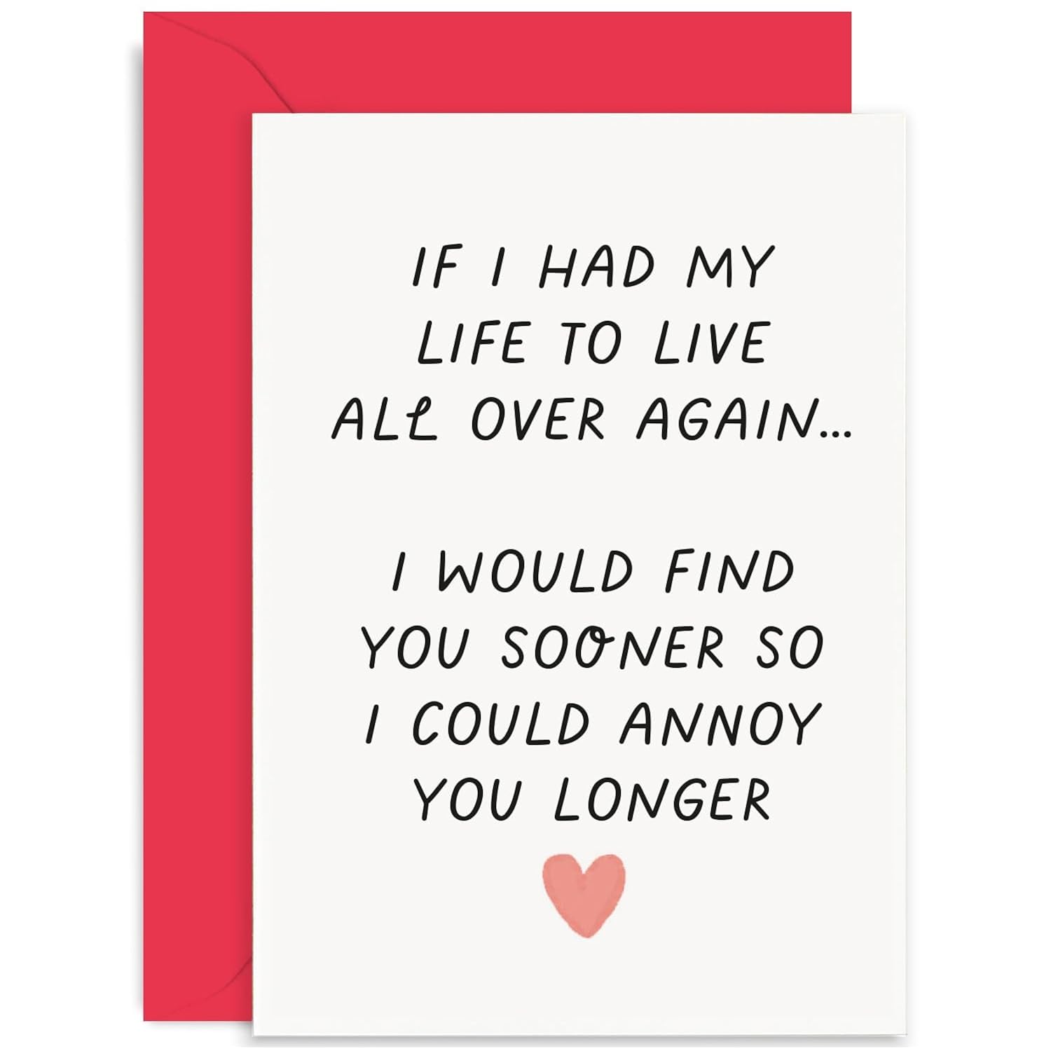 Old English Co. Funny Anniversary Card For Husband From Wife - 'Annoy You Longer' Humorous Wedding Anniversary Gift For Wife From Husband - Card For Boyfriend Or Girlfriend | Blank Inside