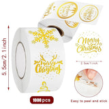 Merry Christmas Stickers Christmas Gold Foil Roll Seal Self-Adhesive Label 1000 Pcs 1" Round Xmas Envelope Card Gift Box Decoration