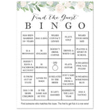 24 Cnt Find The Guest Bingo Bridal Shower Games - Greenery Floral Bridal Shower Game