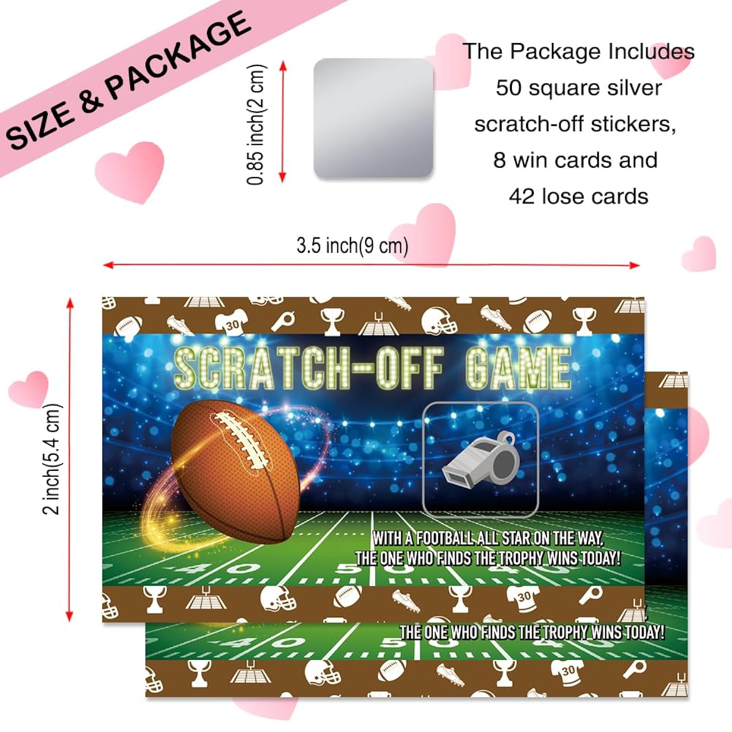 50 Psc Football Theme Scratch Off Game Cards, Rugby Scratch Cards For Baby Shower Birthday Party, Sports Lottery Group Games Enterprises Activity Supplies For Football Lovers, Football Party