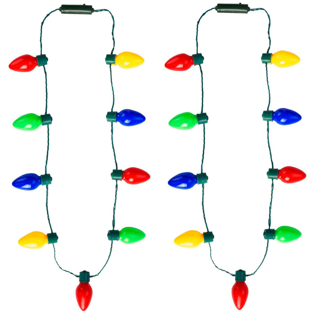 Led Christmas Xmas Light Up Necklace Bulb For Holiday Party Favors 9 Led Bulbs - Ugly Christmas Sweater Accessories (2 P
