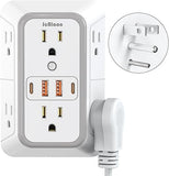 Wall Outlet Extender Surge Protector with 6 Outlets 4 USB Ports 1050J Multi Plug Adapter