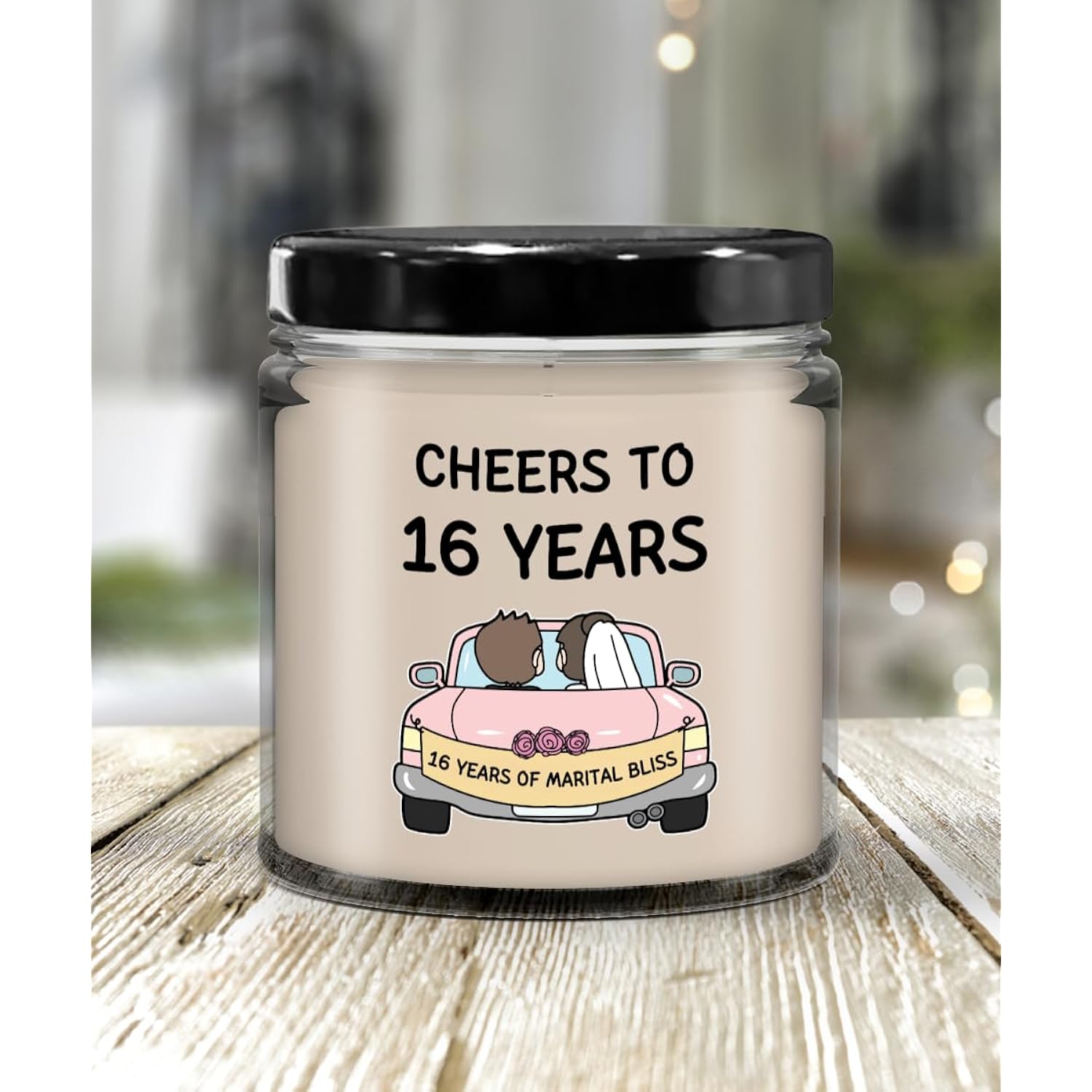 Ikpr 16Th Wedding Gift Anniversary For Wife Husband Him Couples 16 Years Candle Gifts Cheers To 16 Years Of Marital Bliss, White