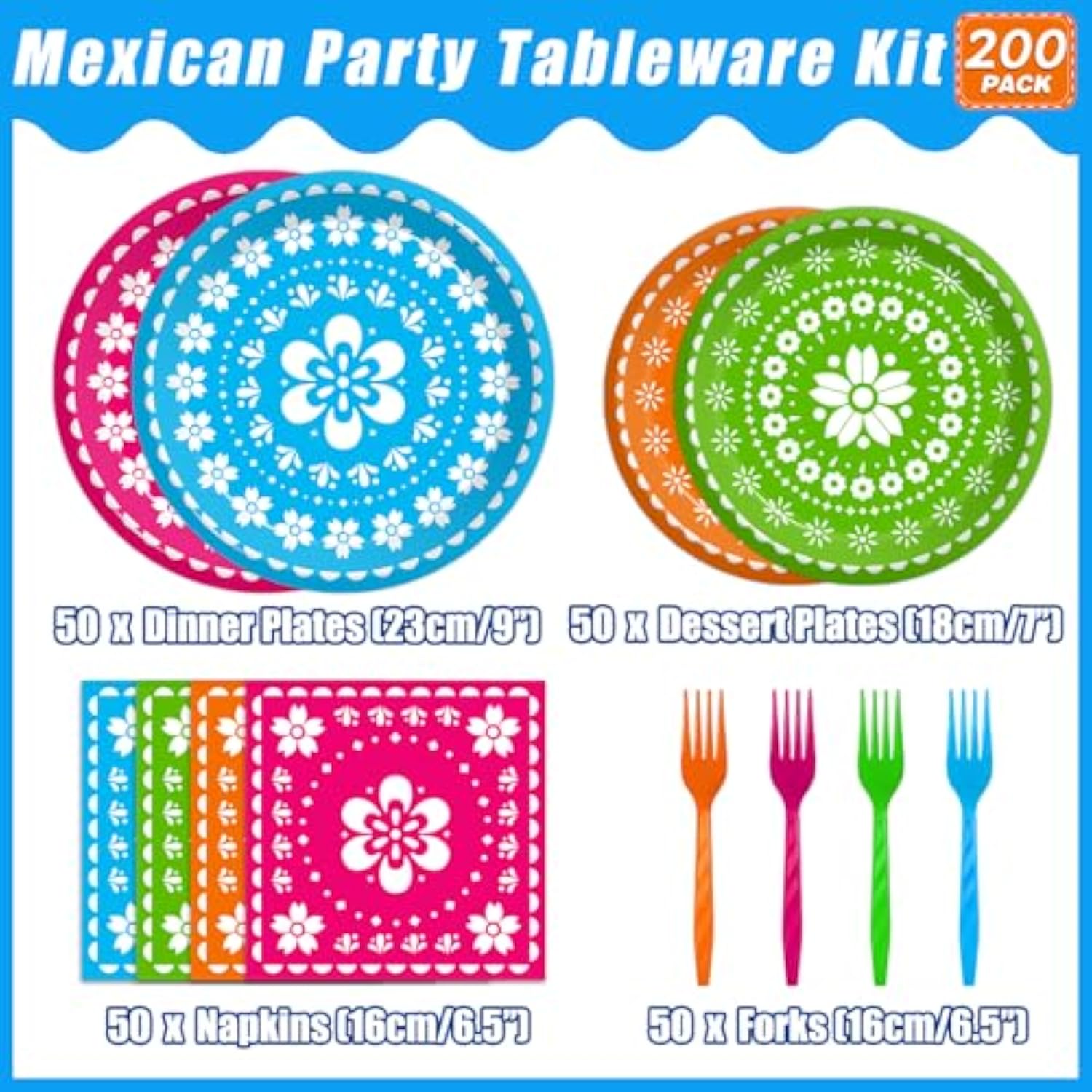Mexican Fiesta Party Set for 50: Cinco de Mayo Tableware