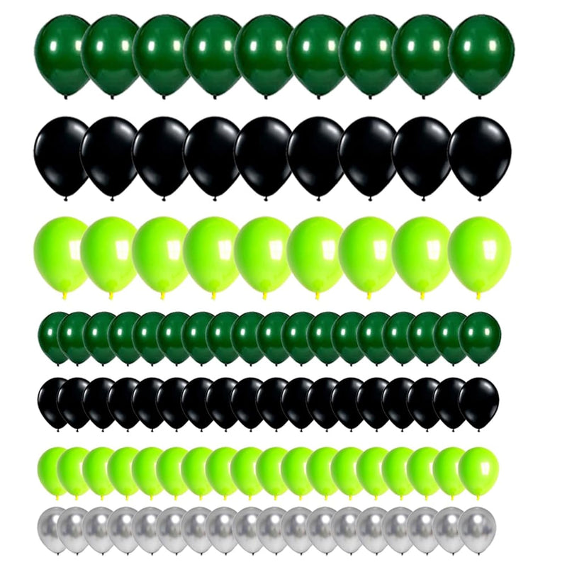 Green Black Balloon Garland Arch Kit,123Pcs Green, Black, Metallic Sil