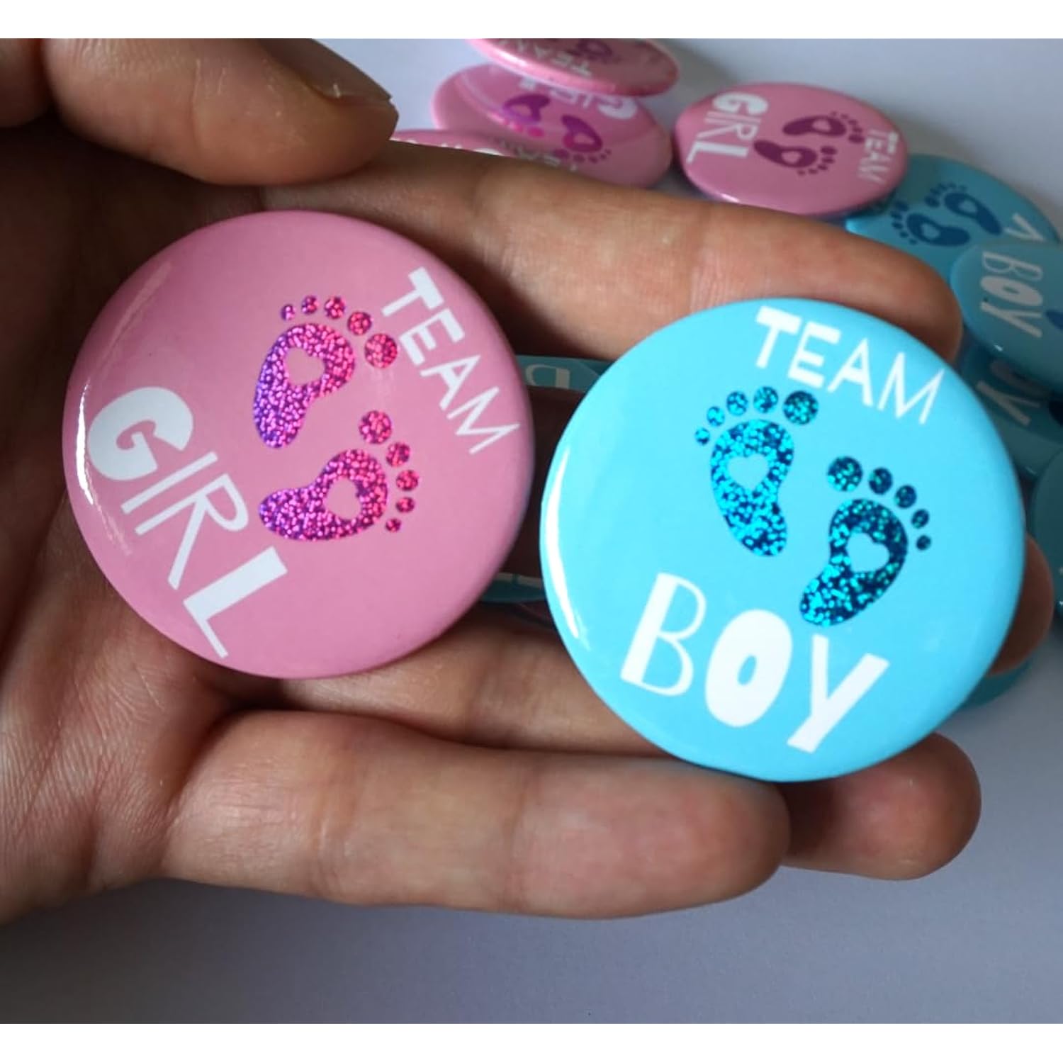 50 Pcs Gender Reveal Badges Button Pins Team Boy Team Girl Button Pins Gender Reveal Party Decorations