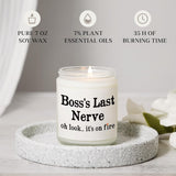 Funny Boss Gifts For Women Men- Handmade Lavender Soy Wax Candle- Best Boss Lady Gifts For Women, Birthday Christmas Gift For Boss Female, Boss'S Last Nerve Candle (7Oz)