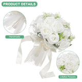 Wedding Bouquets For Bride, Artificial Flower Bouquet For Wedding Bridal Bouquets For Bride/Bridesmaid, Bouquets With Silk Ribbon [White]