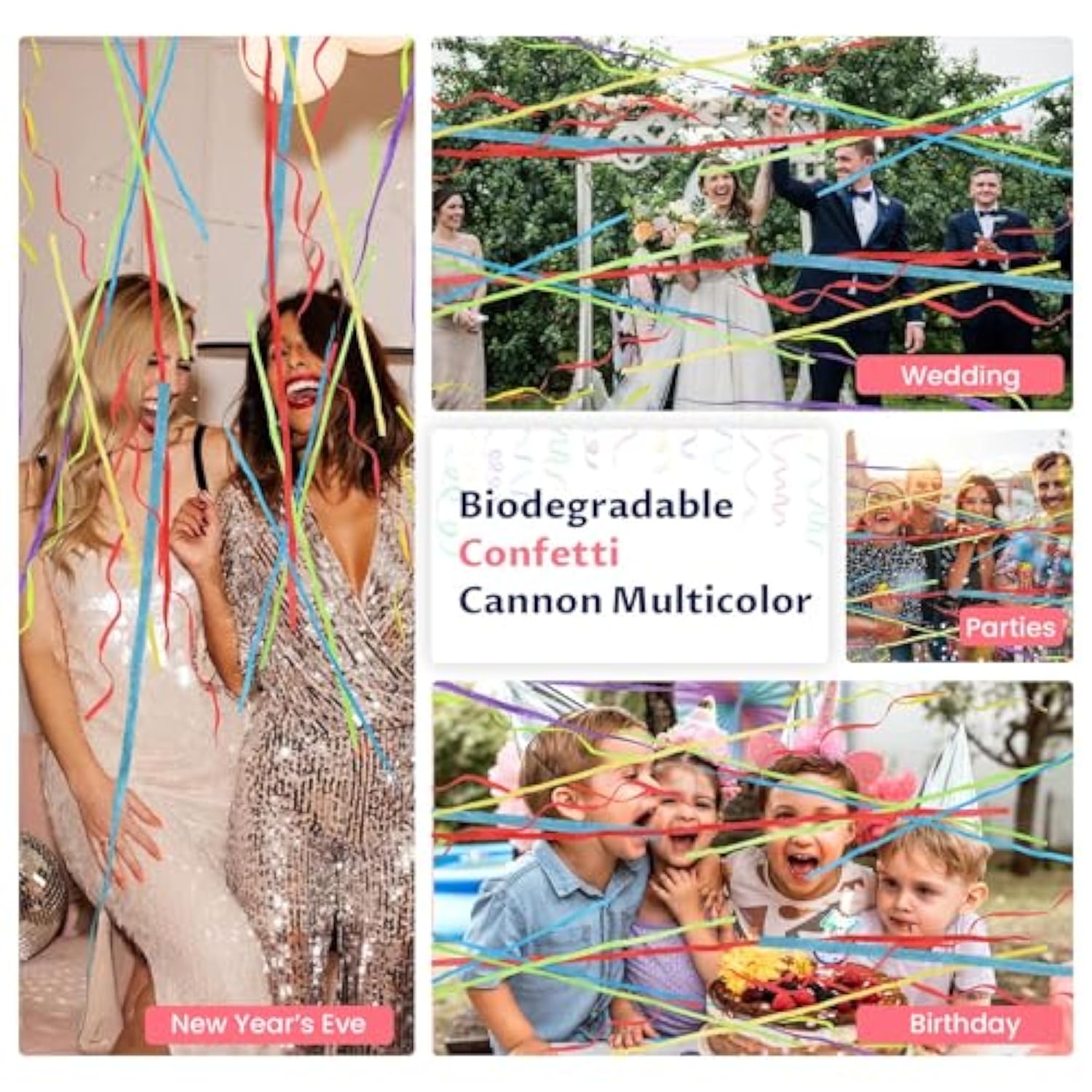 Confetti Cannon 12Inch Multicolor Confetti Popper Party Streamer Biodegradable 12Pack Party Popper Streamer Shooters For Weddings Birthdays Graduations Baby Showers Christmas New Year Celebrations