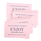 100 Enjoy A Beverage On Us Card Cheers Card Drink Tickets Drink Tokens For Wedding Celebration Pink