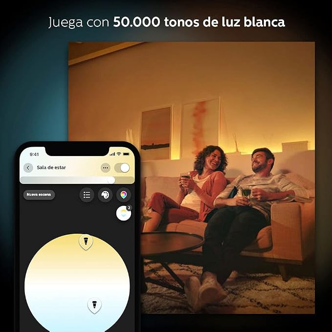 Philips Hue White Ambiance Smart Bulb Starter Kit 4 A19 Bulbs and Hub