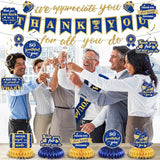 We Appreciate You Decorations Blue Gold Thank You for All You Do Banner Honeycomb Centerpieces Hanging Swirls Employee Staff Appreciation Gift Pastor Teacher Doctor Retirement Appreciation Party Decor