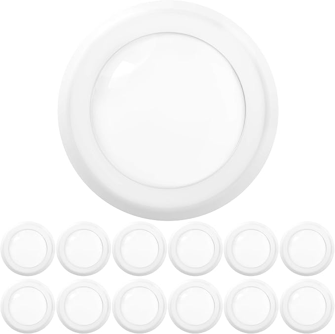 12 Pack 5/6 Inch LED Disk Lights 6000K Daylight Dimmable Flush Mount Fixtures