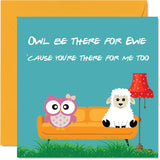 Funny Valentines Card For Women Men - Owl Be There For Ewe - Joke Happy Birthday Card For Son Daughter Friend Husband Wife Boyfriend Girlfriend, 5.7 X 5.7 Inch Humor Anniversary Greeting Cards